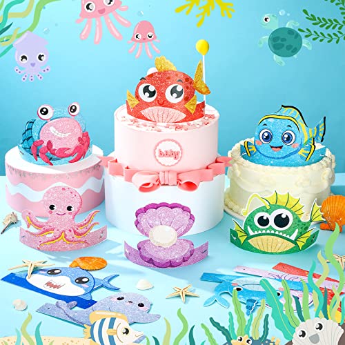 Tinlade 48 Pcs Jungle Safari Animal Headbands Sea Animals Birthday Party Hats Paper Crowns Birthday Hats Animal Hats For Kids Party (Ocean Animal) #TOP6