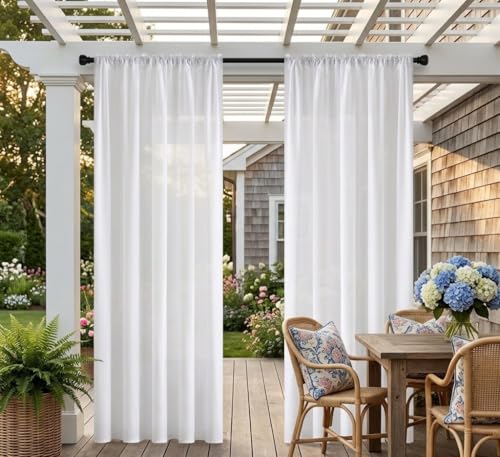 Draphelle Non-See-Through Privacy White Sheer Curtains 96 inches Long 2 Panels, 52" Wide Rod Pocket Window Curtains & Drapes for Living Room Home Office Patio Sliding Door Bedroom Dining Room