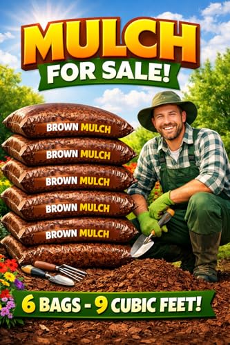 Premium Plus Mulch for Landscaping 9 Cubic Feet Total 6 Large Bags 1.5 Cu Ft Each (Brown)