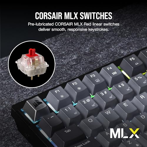 K65 PLUS WIRELESS Tastiera meccanica da gioco 75% RGB, sostituibile a caldo - Interruttori MLX Red Linear pre-lubrificati - Attenuazione del rumore a doppio strato - Tasti PBT - QWERTY - Tastiera gaming - Immagine 4