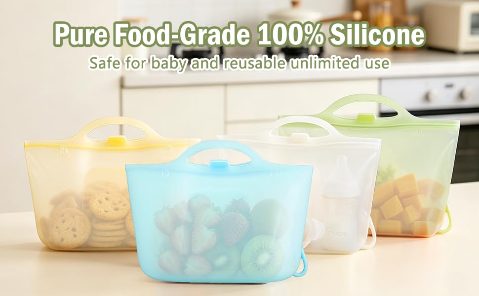 Image of Silicone Travel Bottle Sterilizer Bags | Microwave Steam Sterilizer Bags for Baby Bottles, Breast Pump & Pacifiers, Reusable Steam Sterilizing Bags for Travel and Home Use (Clear Blue)