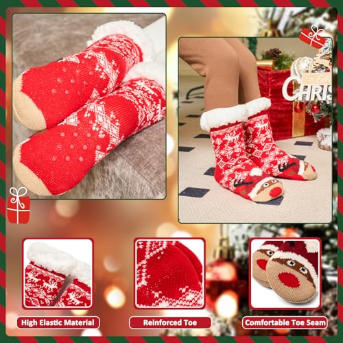 Kids Boys Winter Socks Warm Fuzzy Socks for Girls Home Floor Soft Lined Fluffy Socks with Grips 3 Pack4