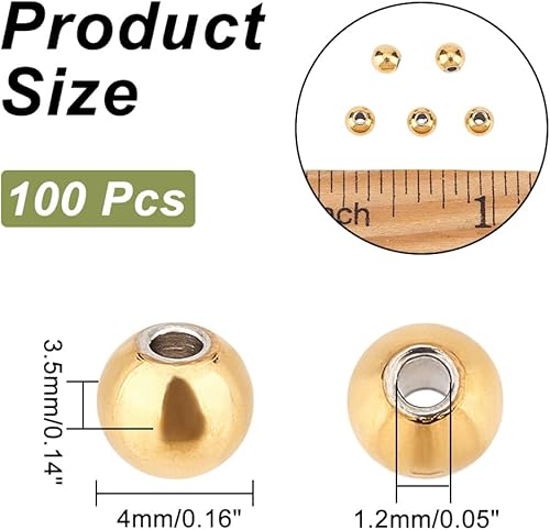 Miniatura 9 de NBEADS 100 cuentas de acero inoxidable 304 lisas redondas de metal espaciador de 0.315in, cuentas sueltas para hacer joyas de bricolaje