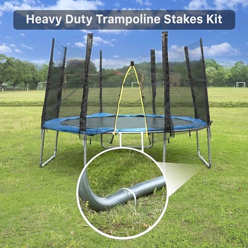 Image of Heavy Duty Trampoline Stakes Anchors High Wind U Type Sharped Ends Safety Ground Anchors Galvanized Steel 11.8 inch for Soccer Goals,Tents and Garden Decorations