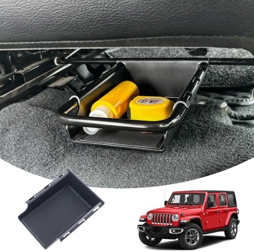 JKCOVER Front Under Seat Storage Organizer Tray Compatible with Jeep Wrangler JL/JLU 2018-2021 2022 2023 2024 2025 and Jeep Gladiator JT Truck 2020-2023 2024 2025 Hidden Accessories （Patented Design）