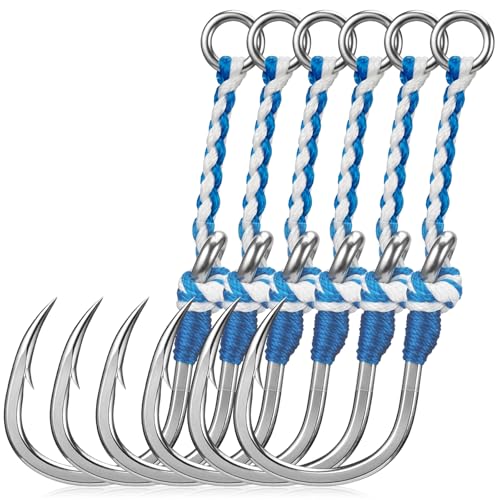 Teyva Daily 6 Pcs Size 4/0 Jigging Assist Strong Hooks Saltwater Fishing Assist Hooks Replacement Fishing Hook for Slow Pitch Jigs Vertical Jigging