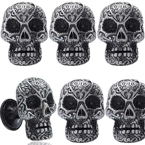 WEKBOSS Cabinet Knobs Antique Silver Skull Kitchen Drawer Pull Cupboard Door Handle(38mm)