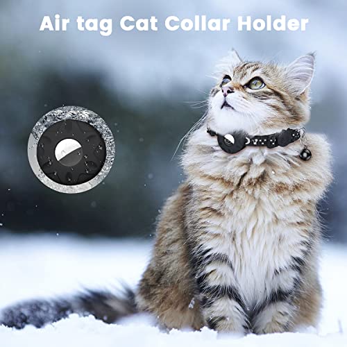 Airtag Cat Collar, Cat Airtag Collar With Bell, Cat Collar Airtag Holder Breakaway In 3/8" Width, Refective Cat Collar Waterproof With Apple Airtag For Cat Dog Kitten Puppy (Black) #TOP4