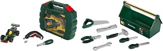 Theo Klein 8395 Bosch Grand Prix, Tool Box Set with Ixolino Cordless Screwdriver – Dimensions: 32 cm x 26 cm x 9 cm – from 3 years & 8573 Bosch tool box – 7-piece tool set – from 3 years.