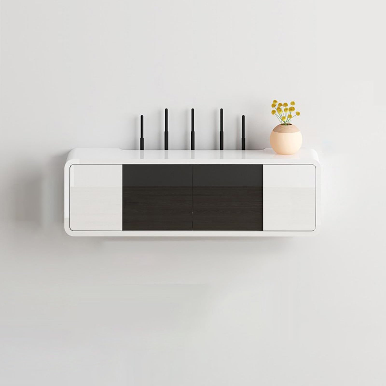 Cache Box Mural en Bois Massif - Boîtier Rangement Routeur pour WiFi, Modem, Gestion Câbles, Meuble TV et Organisation Maison(White,23.6 * 5.1in)