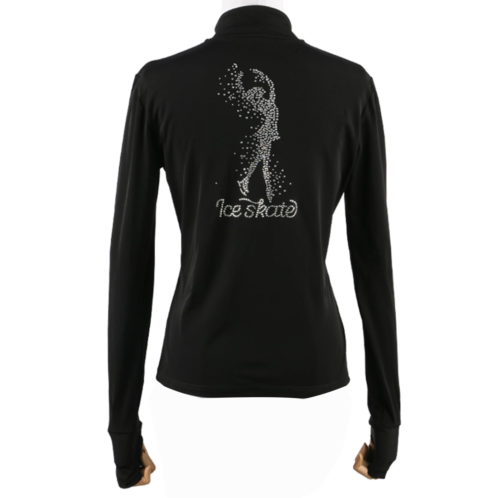 Générique Giacche per Pattinaggio Artistico Termiche Pile con Rhinestones Ice Skate Allenamento da Pattinaggio sul Ghiaccio per Donna E Bambina(Size:S,Color:Nero)