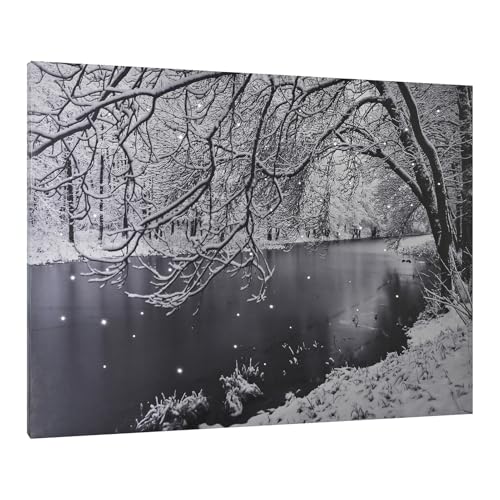 DEMAGNNIE LED Lighted Winter Scene Canvas Wall Art with Timer