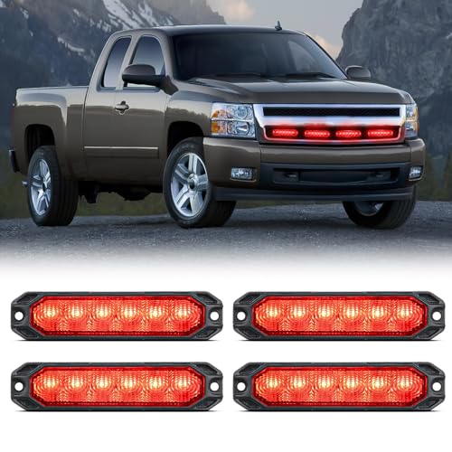 Image of Nilight 6LED Emergency Strobe Lights 4PCS Red