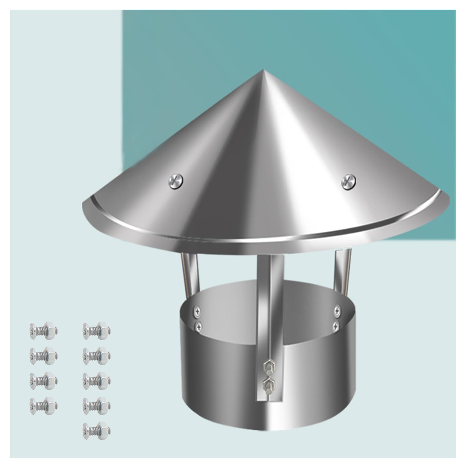 BHFLJSAQ Chimney Rain Caps,Adjustable Galvanized Vent Pipe Cap - Cone Top Chimney Cap for Roof Turbine Vent, Customizable Size D16cm x H30cm, Durable Rain Protection for Outdoor Use