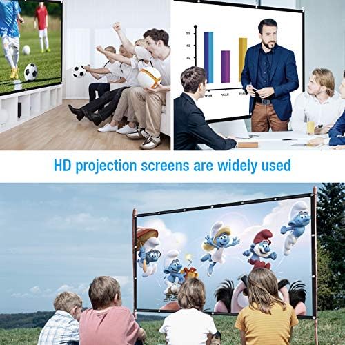Projector Screen 120 Inch,Powerextra 16:9 HD 4K Foldable Anti-Crease Portable Projector Screen for Home Theater Indoor Outdoor Movie Screen, Support Double-Sided Projection