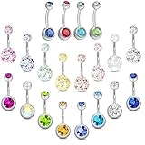 20 PCS Belly Button Bars, Belly Bar Button Piercing Color Diamond Flash Is Suitable for Both Men And Women Navel Piercing Jewelry for Pairing With Swimwear Summer Tops And Beachwear Accessorie