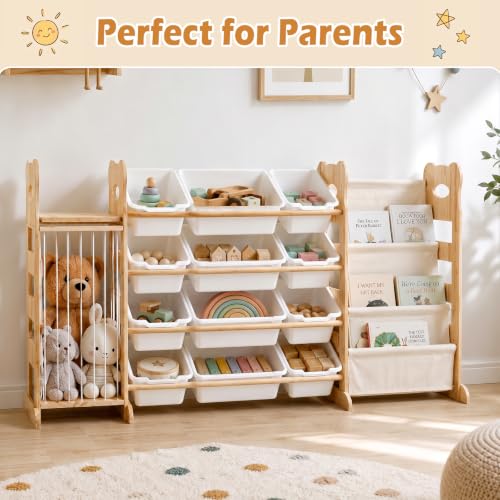 60.7" JUOIFIP Toy Storage Organizer w/ Bookshelf & Stuffed Animal Storage - image 8