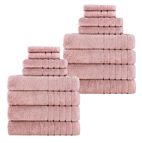 Towels BeyondClassic Turkish 16 Piece Bath Set - Soft and Plush Bathroom Made with 100% Turkish Cotton Pink