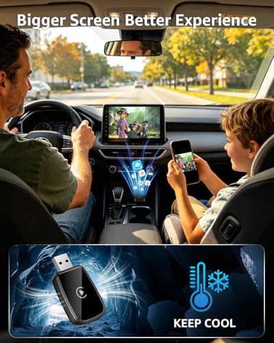 Image of 4 in 1 Wireless CarPlay Adapter Car Screen Mirroring Adapter for Apple iPhone& Android, Convert Wired CarPlay to Wireless, Stable Control & No Delay Latency, Plug and Play