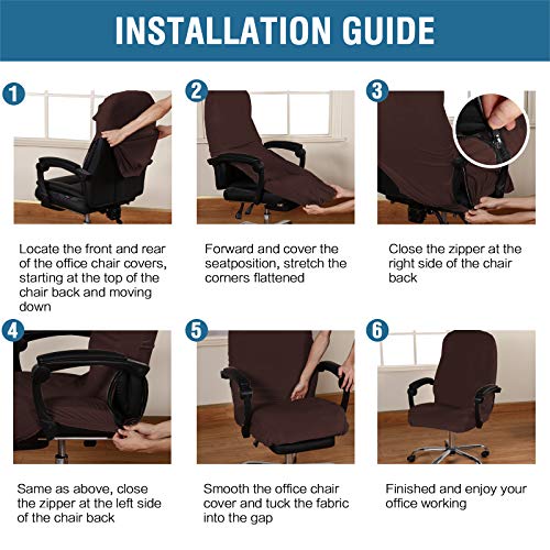 H.versailtex Velvet Home Office Chair Covers Stretchable Computer Desk Chair Covers Mid - High Back Universal Executive Boss Chair Covers Gaming Chair Covers Removable Machine Washable, Chocolate #TOP5