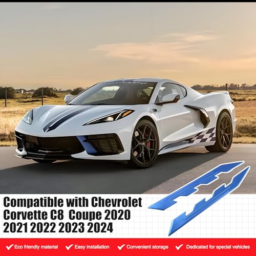 Image of Engine Bay Panel Cover Trim 2PCS Compatible with Corvette C8 Stingray 2020-2025 Engine Cover Left Right Protective High Temperature Resistance Cover Trim Accessories (Blue)