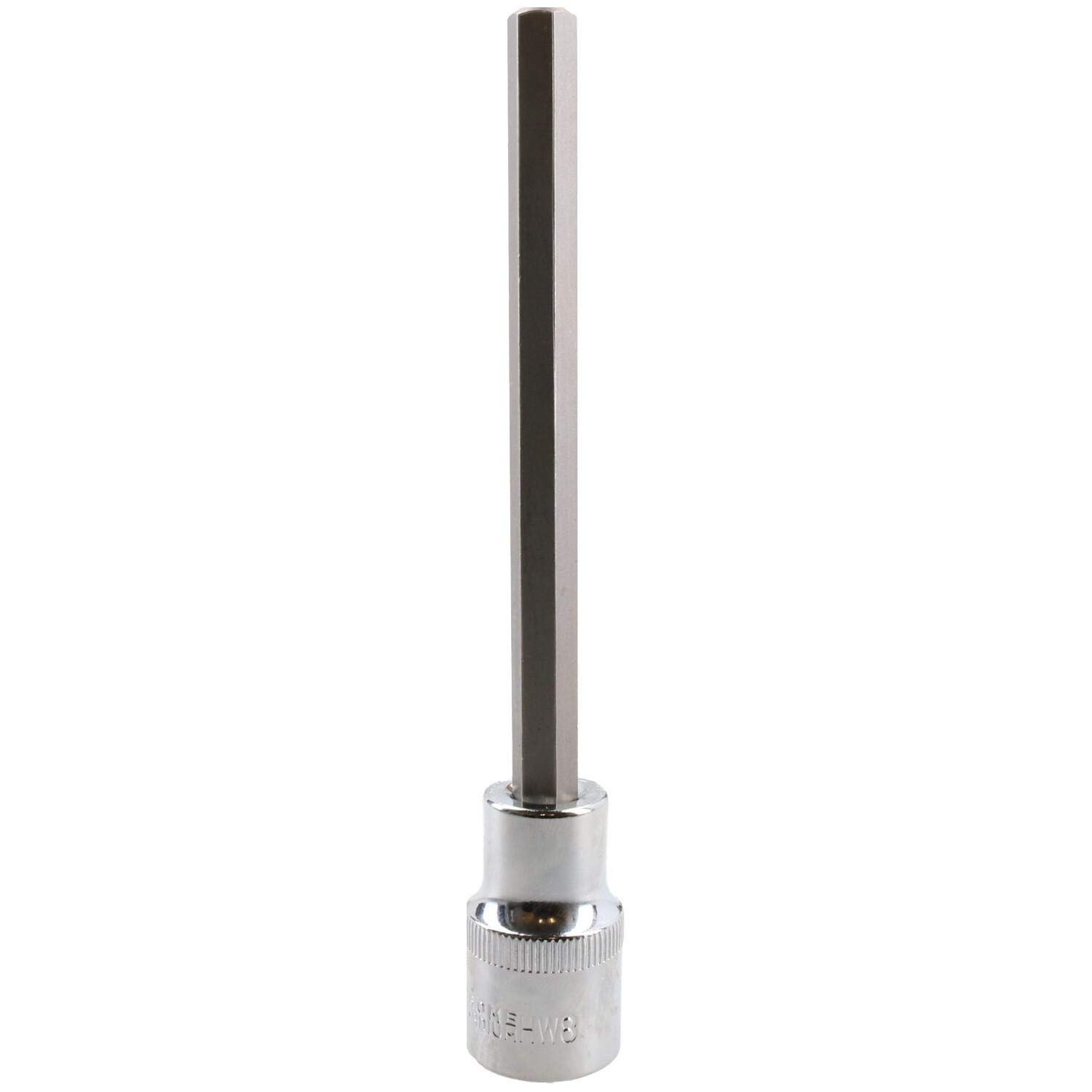 8mm Hex Allen Key Long Bit Internal Socket Metric 1/2" Drive 140mm Length Cr-V