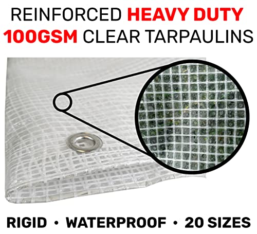 Clear & Reinforced Tarpaulin/Ground Sheet/Fly Sheet,builders tarp,garden dry cover,winter plant cover up (2m x 3m,) - Image 4