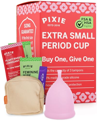 Pixie Cup - Soft, Safe, Reusable Menstrual Cup - Ranked 1 for The Best Tampon Alternative - 100% Medical-Grade Silicone Period Cup for Feminine Care - Buy One We Give One (Blush, Extra Small)