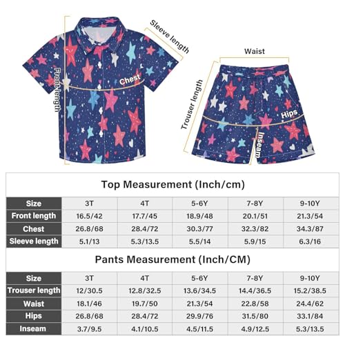 Boccsty Fourth Of July Colorful Stars Boy Summer Shorts Sets Hawaiian Toddler Boys T-Shirt & Pants 2 Pcs 3T3