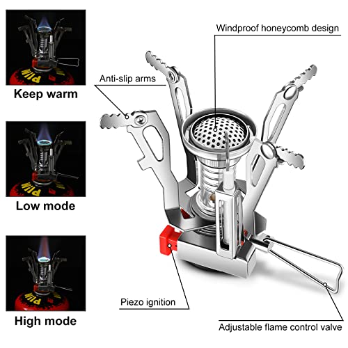 G4Free Portable Camping Stoves Backpacking Stove With Piezo Ignition, Stable Support Wind-Resistance Camp Stove For Outdoor Camping Hiking Cooking(1Pcs) #TOP4