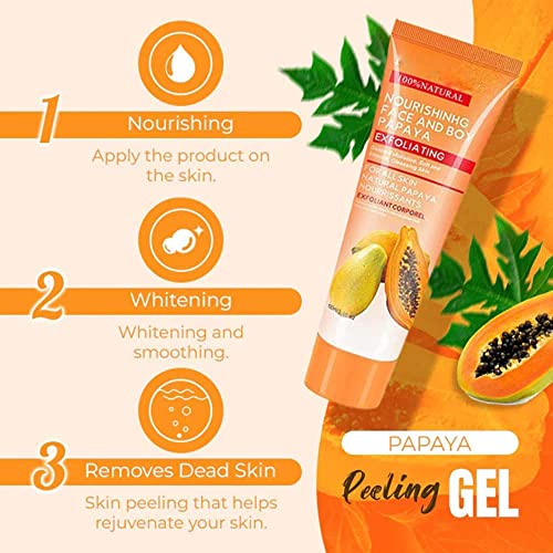 Habohuse 6093224346034 Papaya Whitening Deep Exfoliator, Papaya Whitening Deep Exfoliator, Papaya Essence Brightening Exfoliating Peeling Gel, Papaya Whitening Cream Papaya Exfoliating Scrub For Face And Body thumb #3