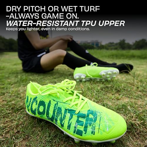 Image of Nivia Encounter Retro Football Studs for Men, 3D Embossed TPU Upper, High Shear TPU Sole, Excellent Grip & Stability, Ideal for Soft & Hard Grassy Ground Surfaces