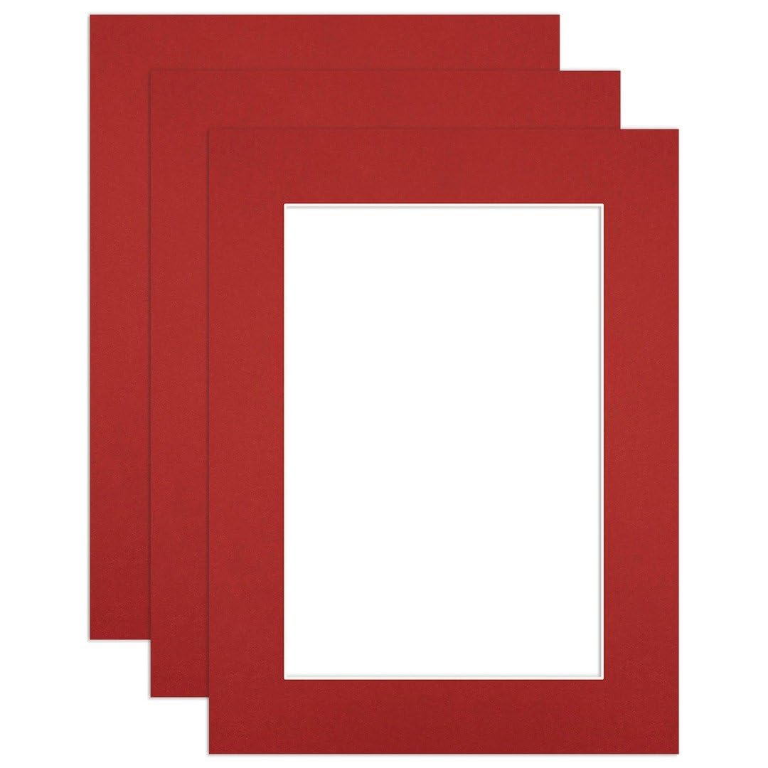 Procut Global 24x18" Crimson Picture Mounts to Fit 18x12" Aperture - Precision Cut Cardboard Photo Mount - Ideal for Frames, Prints, Artwork & Certificates - Sizes & Colours Available - 3 Pack