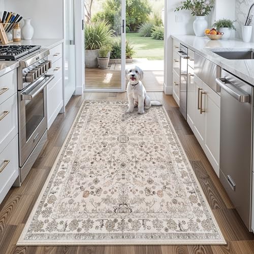 Tapete lavable 4x6 para cocina antideslizante beige miniatura 1