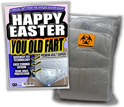 Gears Out Happy Easter Old Fart Diaper - Funny Adult Diaper Gift Over The Hill Men Women Easter Basket Stuffer Idea Disposable