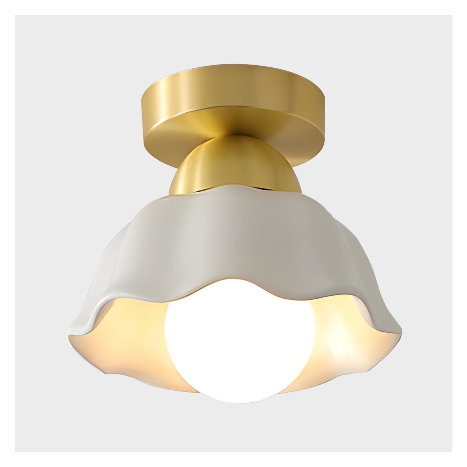 LYMSXAZOU Ceiling Lamp Modern Semi Flush Mount Light Fixture Vintage White Lights Contemporary Brass Hallway for Entryway Bathroom (Size : Ceramic)