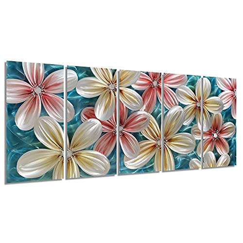 Best Quality 🔥 BATRENDY ARTS Flower Metal Wall Art on Aluminium Colorful 3D Hanging Panels Hand-Polished Artwork Decor for Living Room Bedroom Decorations