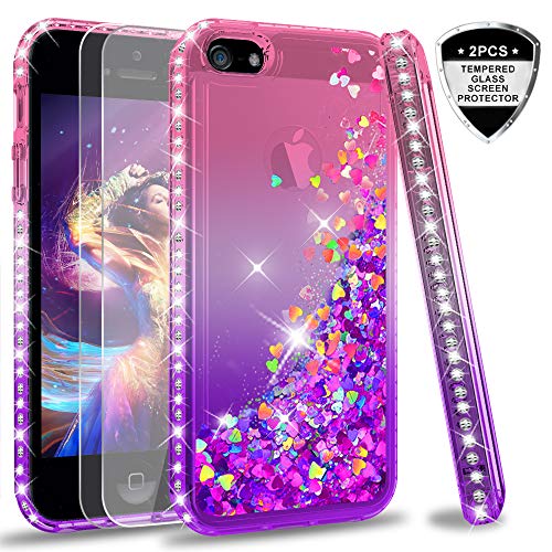LeYi iPhone 5S Case, iPhone SE Case (2016) with [2 Pack] Tempered Glass