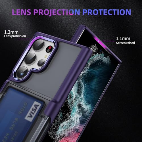 Image of KARWAN Shockproof Translucent Cardholder Back Case Cover Compatible with Samsung Galaxy S25 Ultra Hybrid with Strong Minimalist Design (Purple)