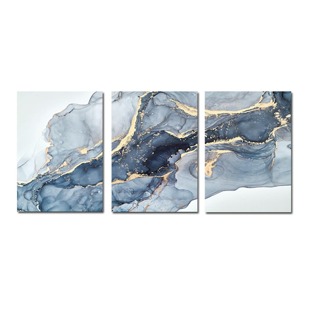 SOBMQ Art Decor-Blue Abstract Painting Wall Posters Canvas Prints Marble Texture Pictures for Living Room Modern Home Decor Artwork-30 * 50cm-3PCS (No Frame)