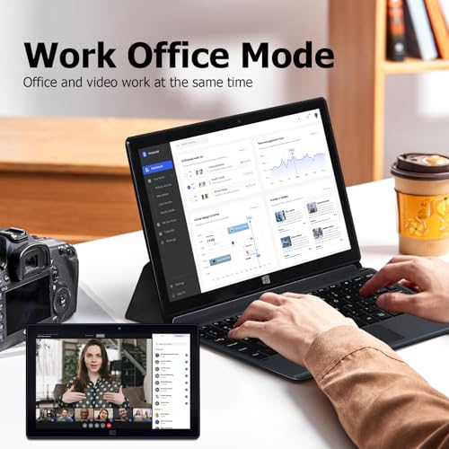 Tableta 2 en 1 Windows 10.1" con 8GB RAM y 128GB ROM, PC portátil con CPU Intel, pantalla táctil IPS FHD 1280x800, Mini HDMI, 5G WiFi, Bluetooth, USB 3.0, cámaras duales y teclado miniatura 5