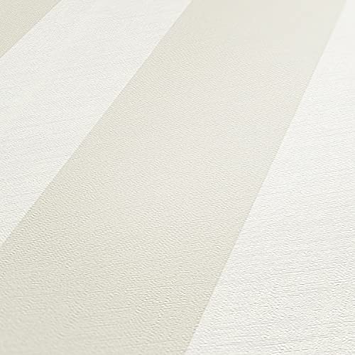 A.S. Création tapeta na fizelinie - tapeta w paski w kolorze beżowym i białym - tapeta do różnych pomieszczeń - tapeta na fizelinie na fizelinie o wymiarach 10,05 m x 0,53 m