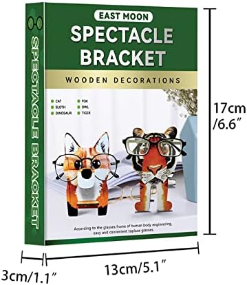 NA TAIZER 2PCS Wooden Glasses Holder Eyeglasses Stand Funny Glasses Holder Wooden Hand Carved Glasses Stand Animal Shape Pets Spectacle Holder Sunglasses Display Rack Gifts Home Office Desk Decor