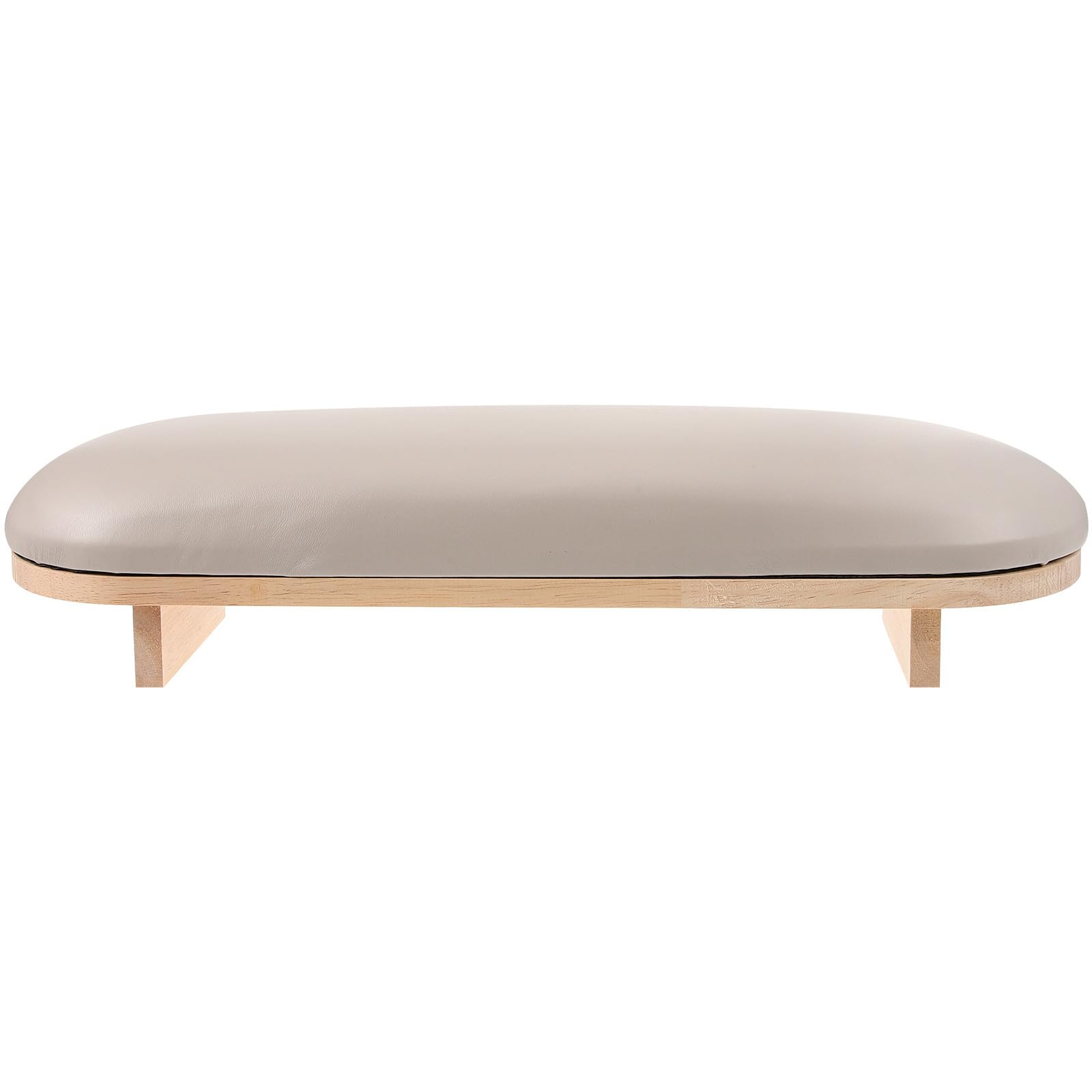 Coussin Repose-bras pour Manucure en Bois et Cuir Kaki, Surface Lisse et Robuste, pour Travail de Manucure en Salon D’onglerie