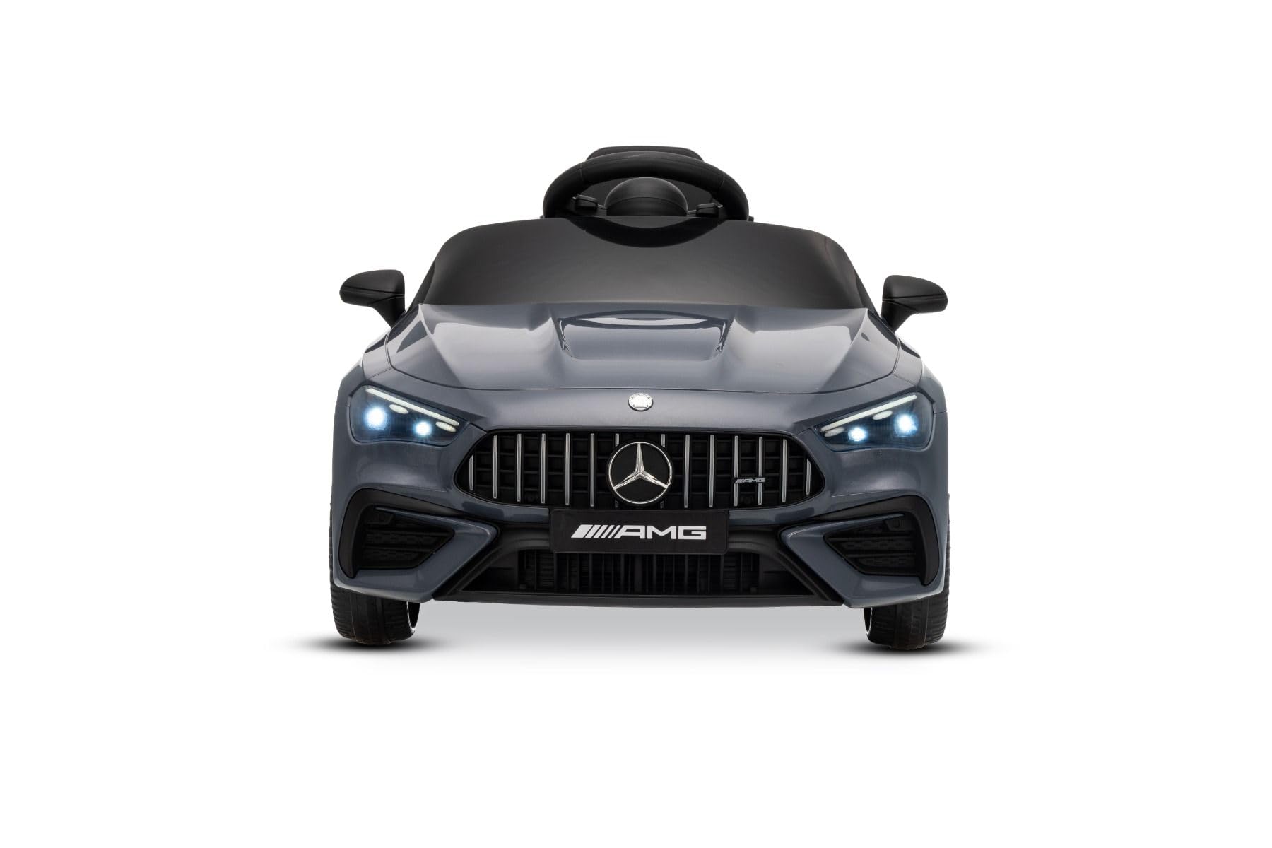 Samochód elektryczny dla dzieci Mercedes CLE 12V z napędem tylnym, szary, jednoosobowy, akumulator litowy, oświetlenie LED, duże siedzenie, pilot 2,4 GHz, odtwarzacz MP3 z wejściem USB/AUX