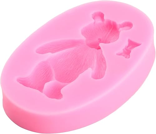 Miniatura 6 de MYPRACS Juego de 4 moldes de silicona para oso de peluche decoración de pasteles pasta de goma caramelo arcilla polimérica