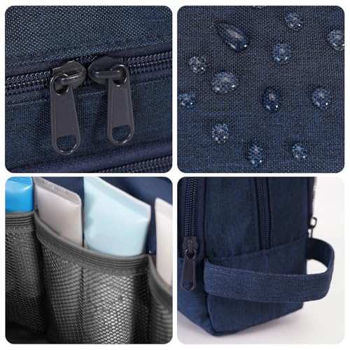 Image of WANDF Travel Toiletry Bag for Men, Small Dopp Kit for Toiletries | Water-Resistant Fabric, Travel Bag for Toiletries, Compact Storage, Shaving Accessories, Weekend Trips