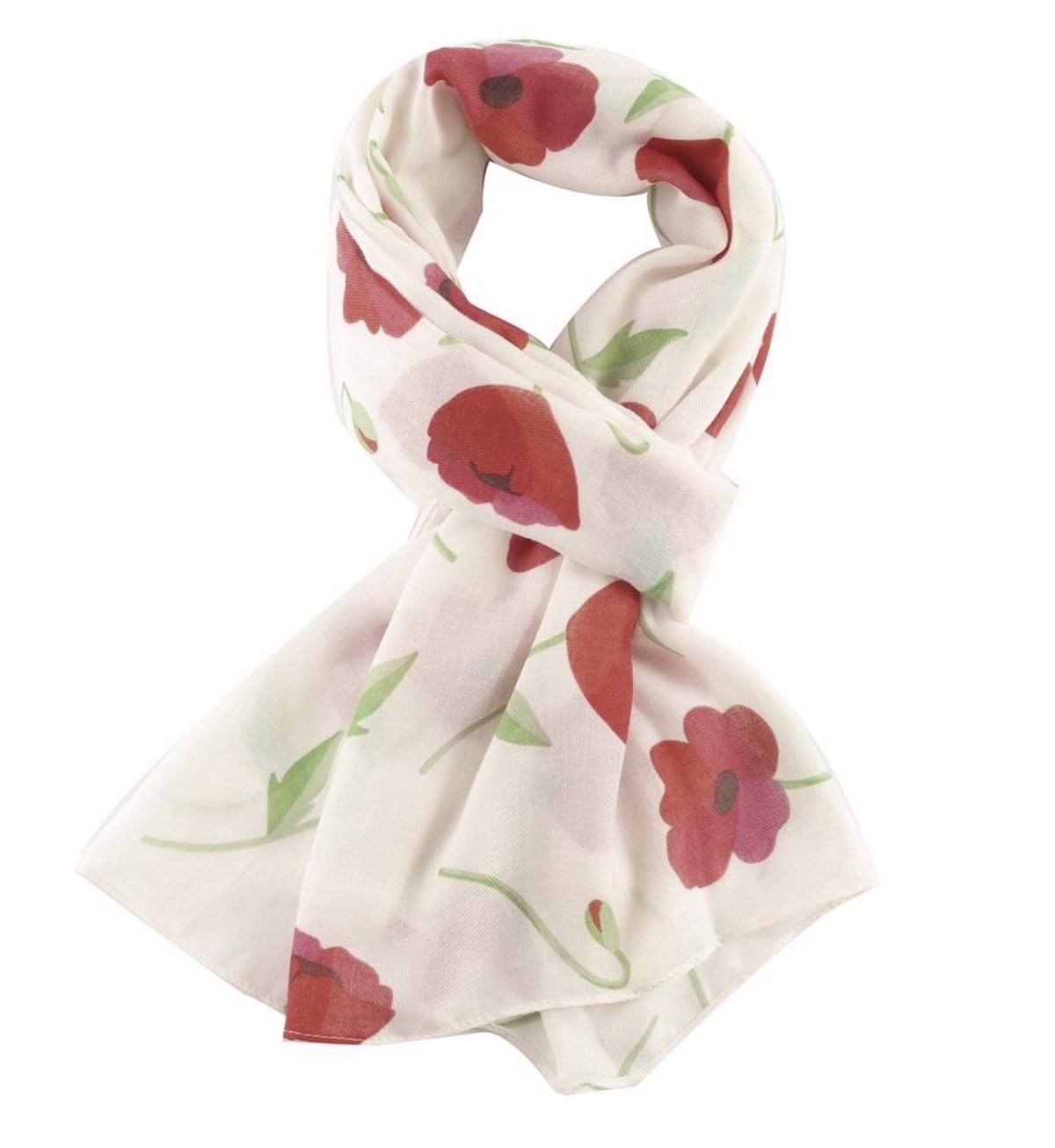 Lilyrosa Women's Off-White Poppy Scarf Wrap Shawl Scarves Powder Blue Cream Off White Navy Blue (Off White)