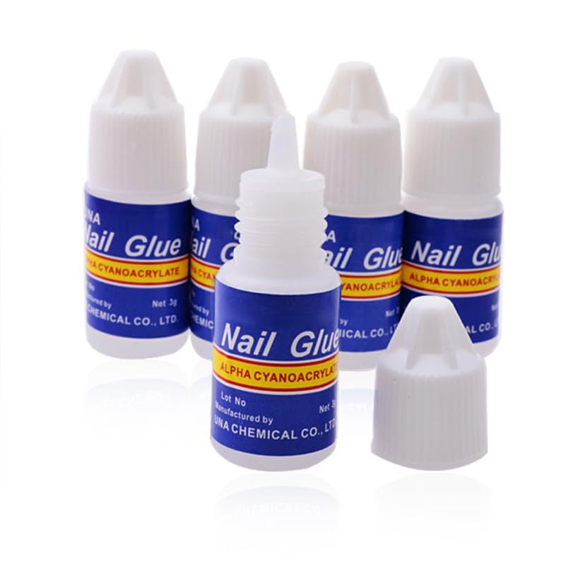 Healifty 5 Pcs Nail Glue for Rhinestones and Acrylic Nails Acid Professional Adhesive with Super Viscosity and Odorless Suitable for Portable Manicure Tool
