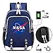Produktbild Miarui NASA-Rucksack Unisex Daypack Freizeitrucksack Wasserdicht mit USB-Ladeanschluss, Vielen Taschen und Fächern Kann 14-Zoll-Laptops aufnehmen für College Schule Reisen Arbeit Camping,Blue